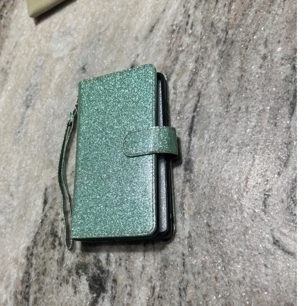 Varikke Samsung S20 FE Case Mint Green‎ Glitter Wallet Wristlet Folio Cover